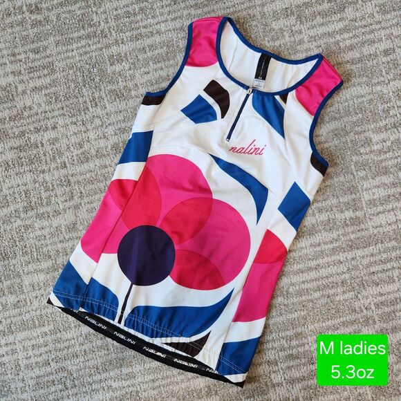 Nalini Tops - Women's Nalini Floral Sleeveless Cycling Jersey - Pink and Blue